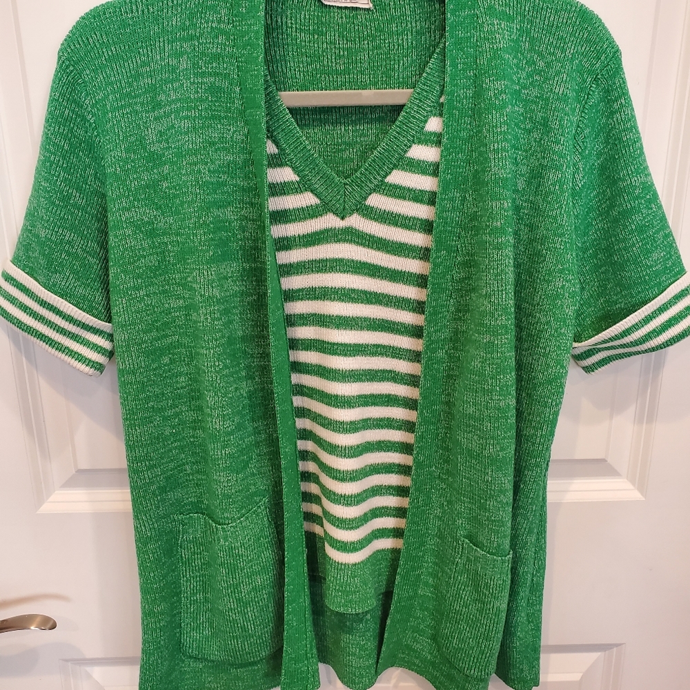 *vintage* green sweater/vest combo